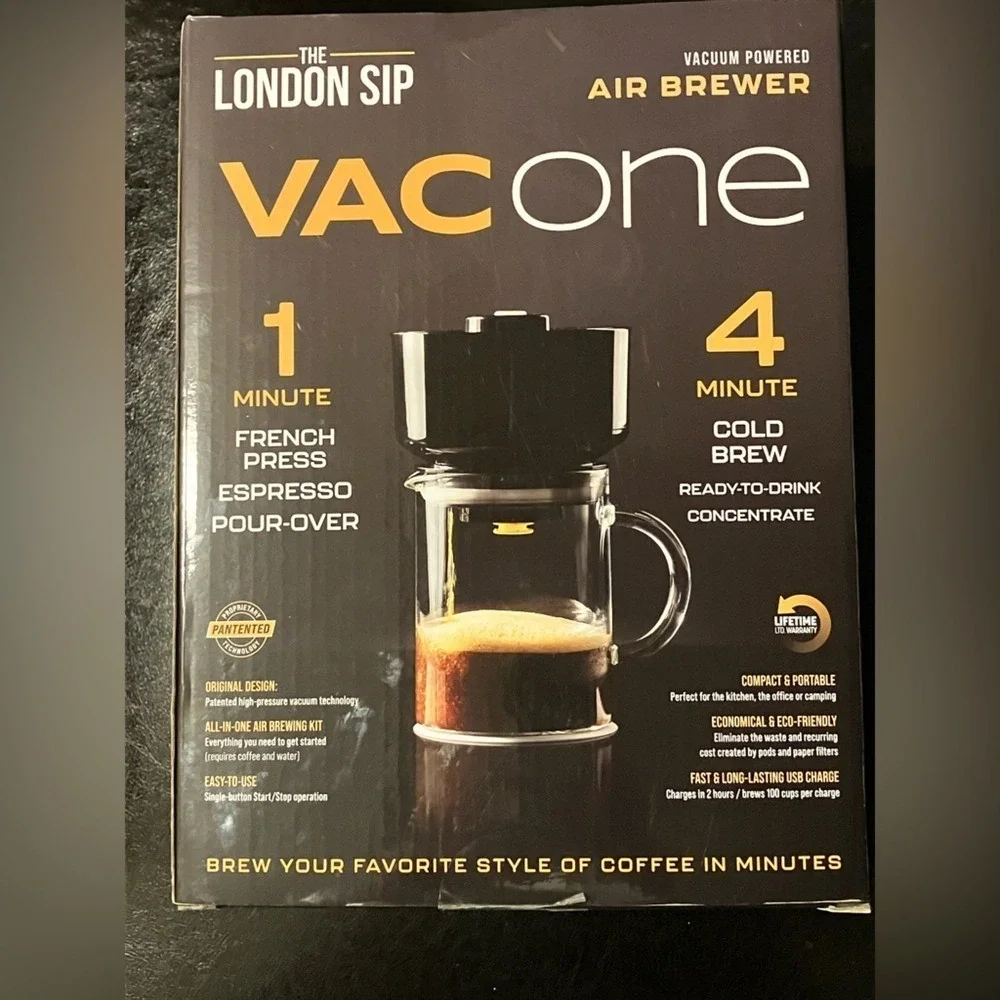 VACone London Sip Air Brewer USB Rechargeable Battery Coffee Maker NIB